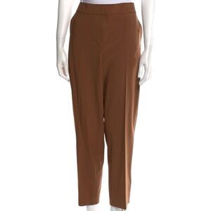 St. John Straight Leg Mid Rise Trouser Pants Press Pleats in Brown Women’s 10